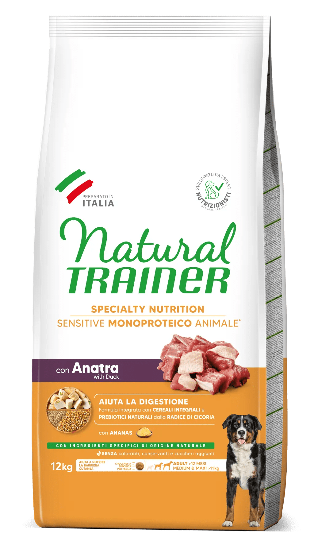 Trainer Sensitive Medium&Maxi Adult No Gluten con Anatra e Cereali Integrali 12kg