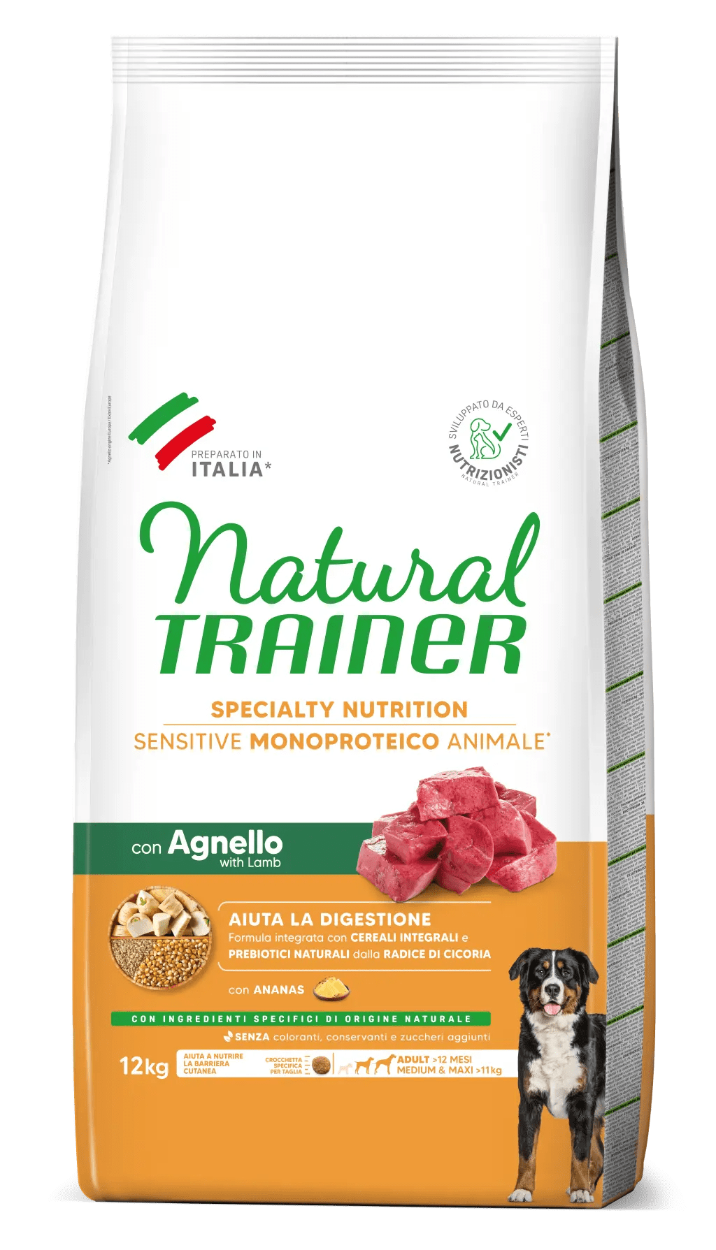 Trainer Sensitive Medium&Maxi Adult No Gluten con Agnello e Cereali Integrali 12kg