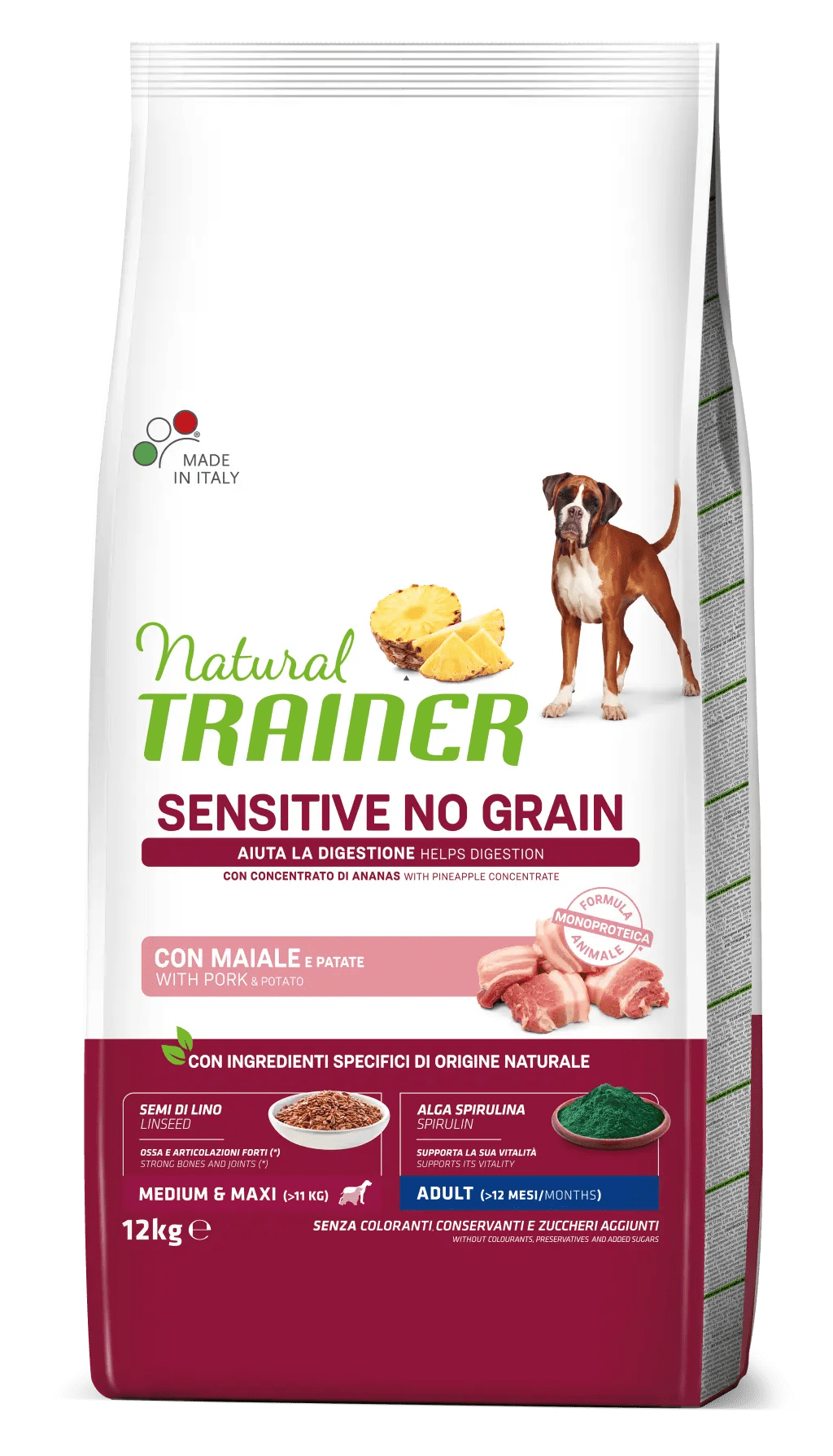 Trainer Sensitive No Grain Medium&Maxi Adult Maiale e Patate 12kg