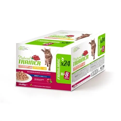 Natural Trainer Multipack Adult Pollo/Salmone Gatto 24x85g