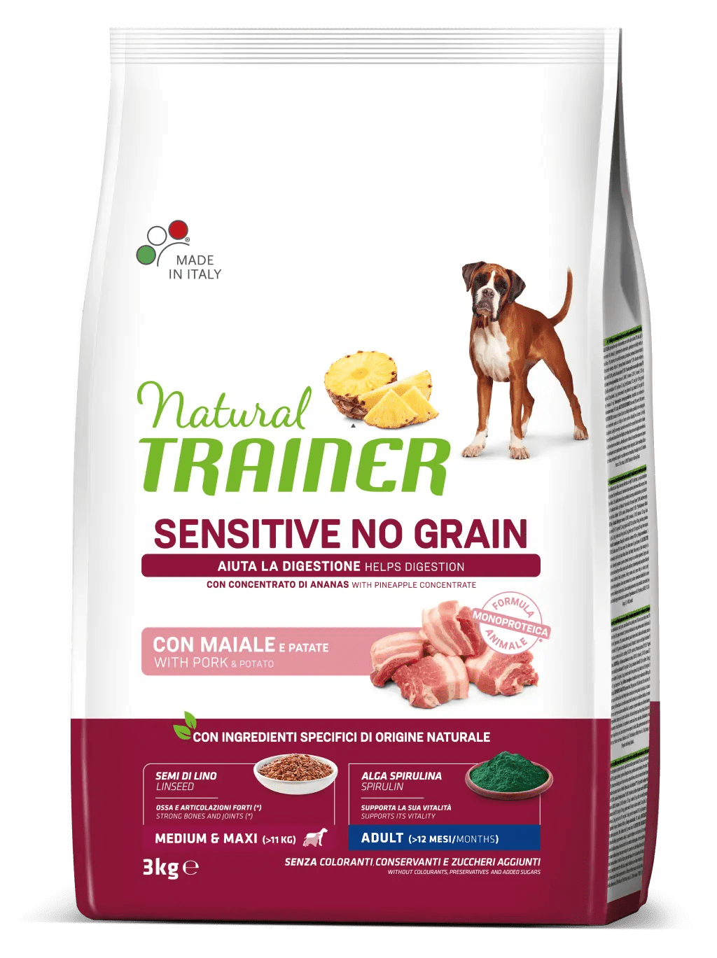 Trainer Sensitive No Grain Medium&Maxi Adult Maiale e Patate 3kg