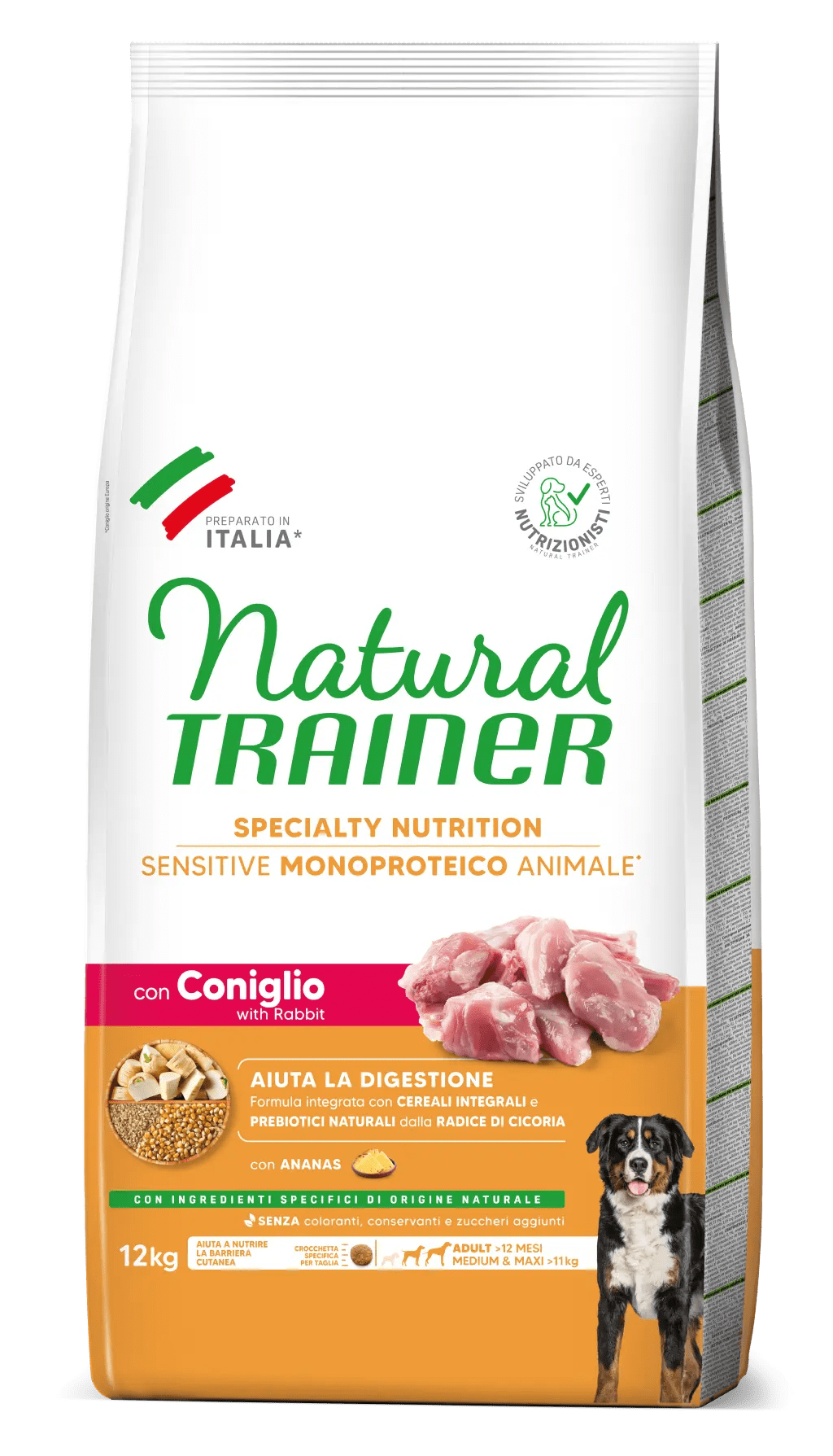 Trainer Sensitive Medium&Maxi Adult No Gluten con Coniglio e Cereali Integrali 12kg