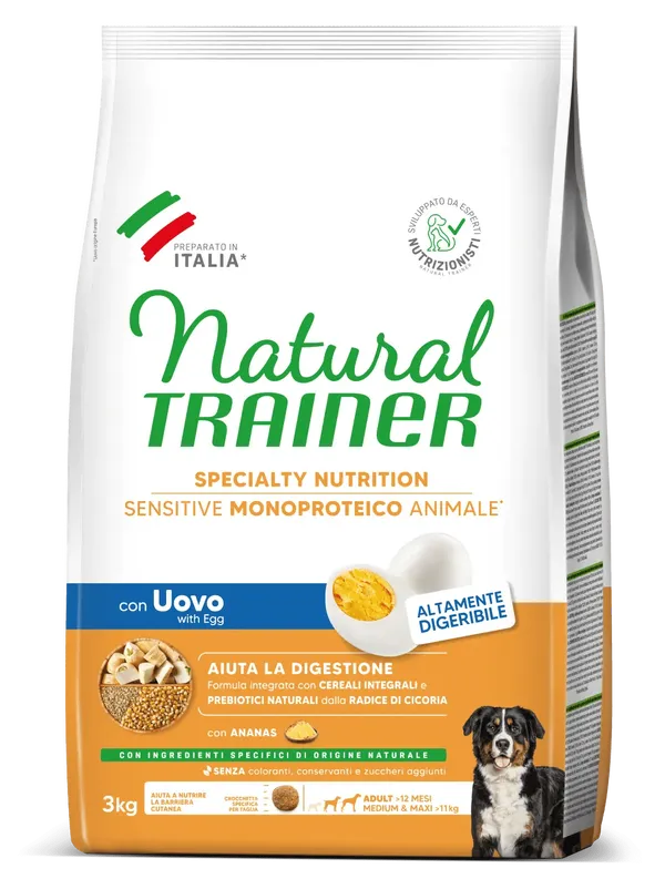Trainer Sensitive Medium&Maxi Adult No Gluten con Uovo e Cereali Integrali
