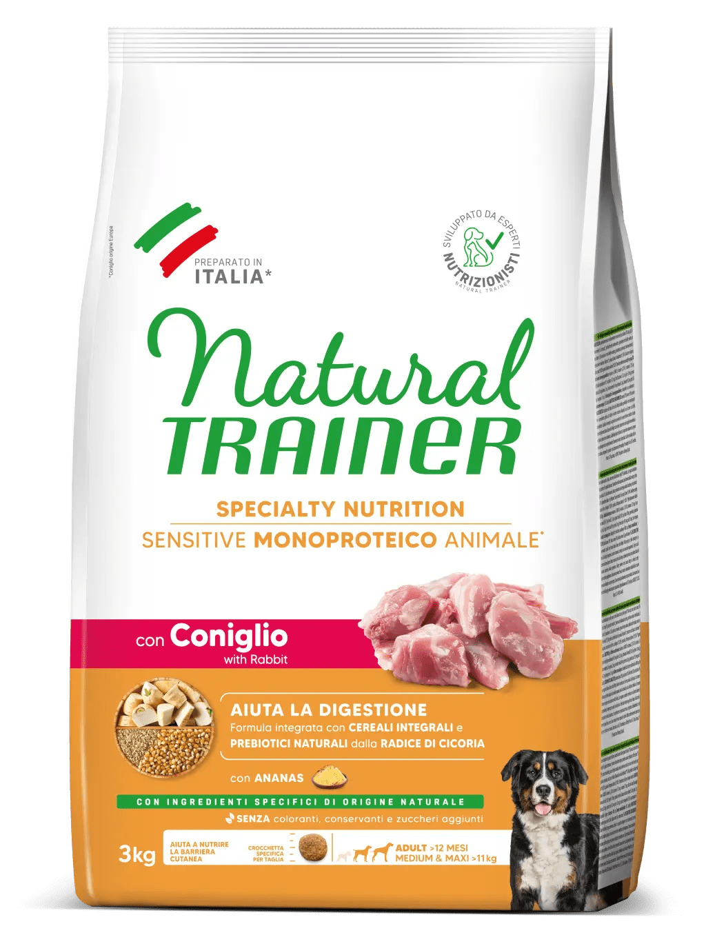 Trainer Sensitive Medium&Maxi Adult No Gluten con Coniglio e Cereali Integrali 3kg