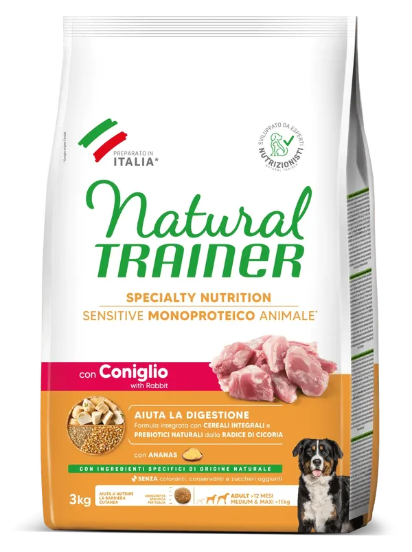 Trainer Sensitive Medium&Maxi Adult No Gluten con Coniglio e Cereali Integrali