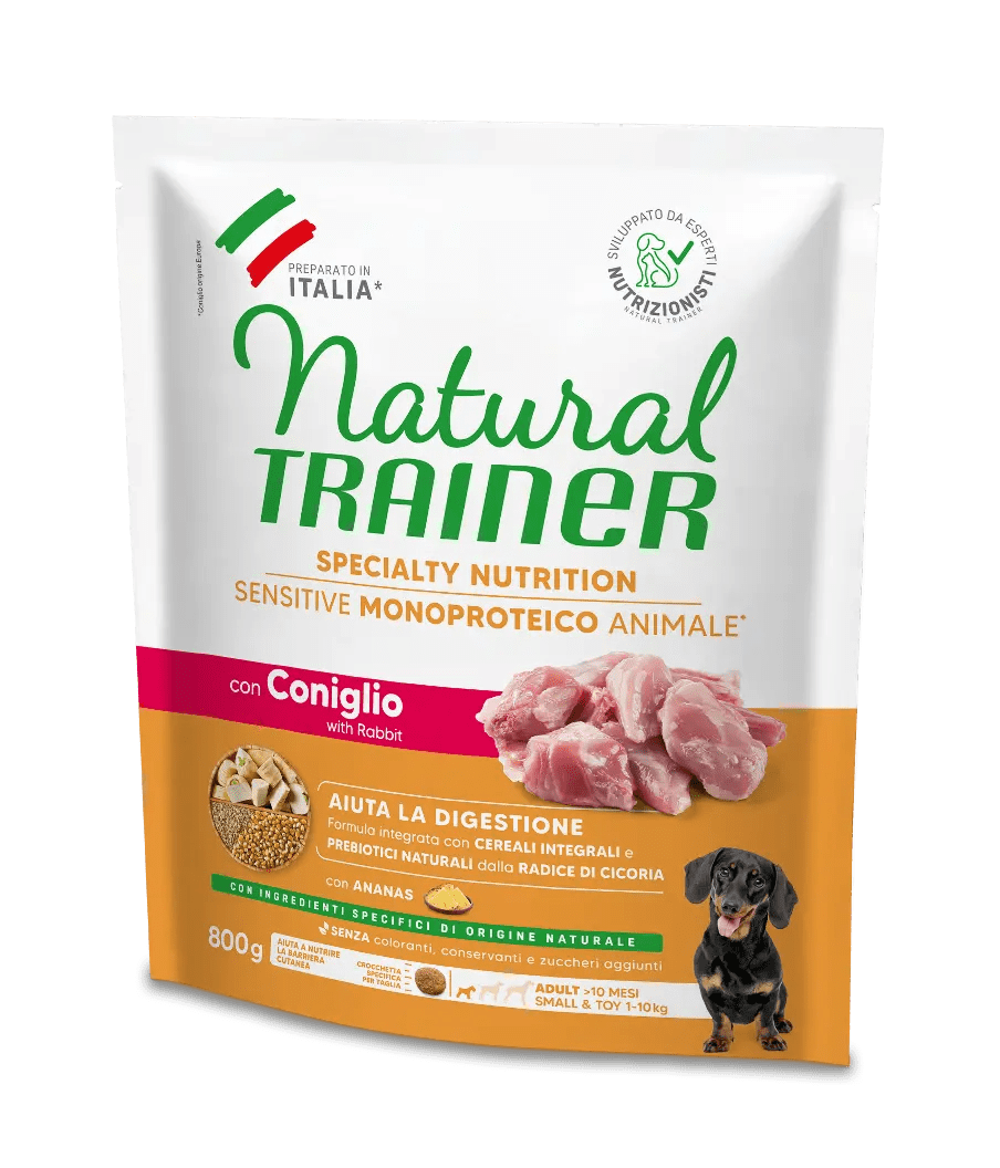 Trainer Sensitive Small&Toy Adult No Gluten con Coniglio e Cereali Integrali 800g