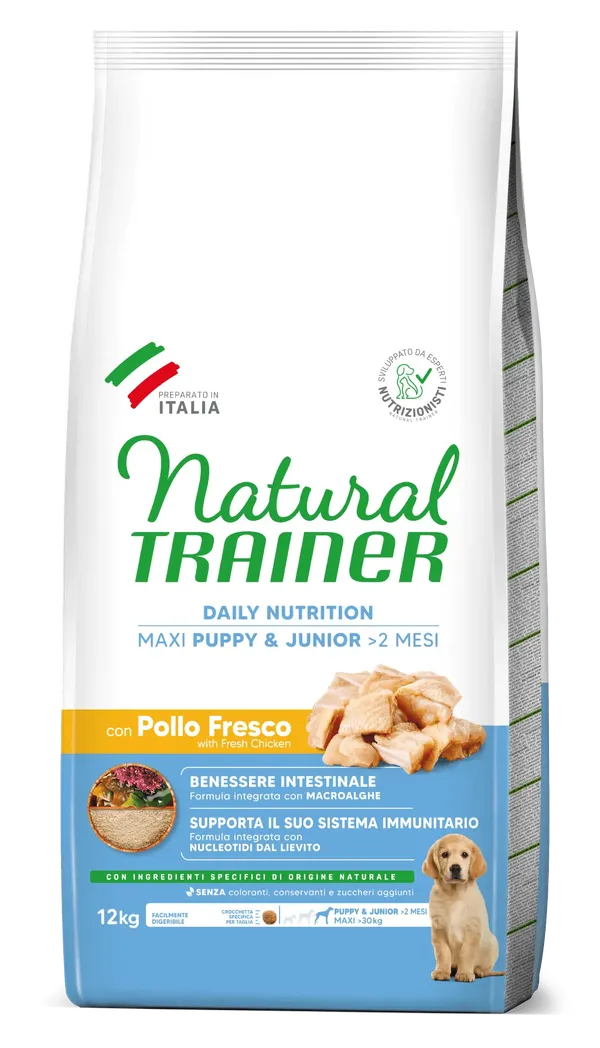 Natural Trainer Maxi Puppy&Junior con Pollo Fresco 12kg