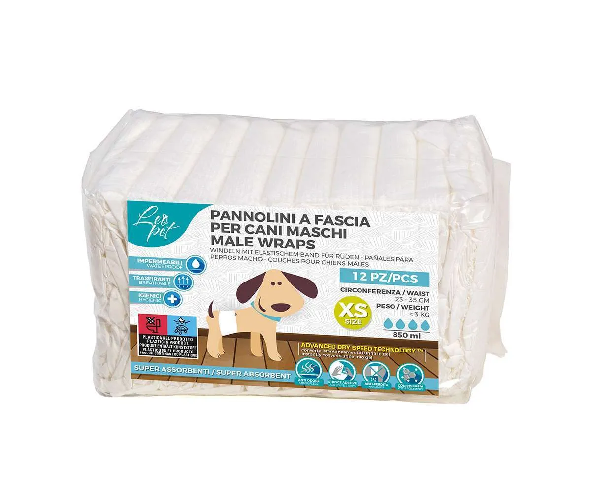 LeoPet Pannolini a Fascia per Cani Maschi 12pz XS