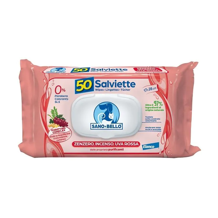 Sano e Bello Salviette Detergenti 50pcs Zenzero e Uva Rossa
