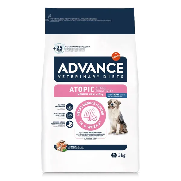 Advance Veterinary Diets Adult Medium/Maxi Atopic Trota – Crocchette Dietetiche per Cani Adulti con Sensibilità Cutanee