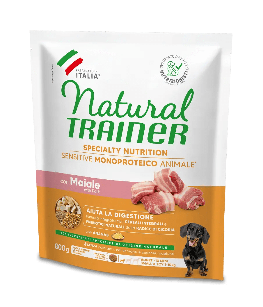 Trainer Sensitive Small&Toy Adult No Gluten con Maiale e Cereali Integrali 800g