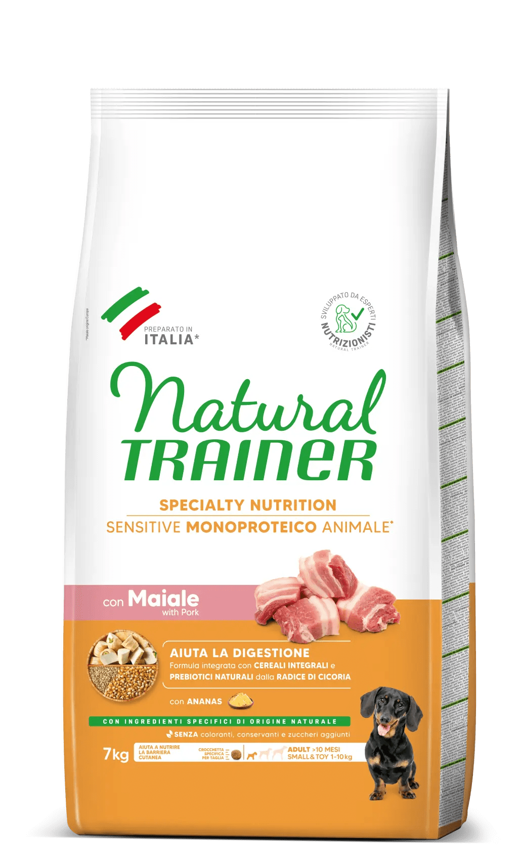 Trainer Sensitive Small&Toy Adult No Gluten con Maiale e Cereali Integrali 7kg