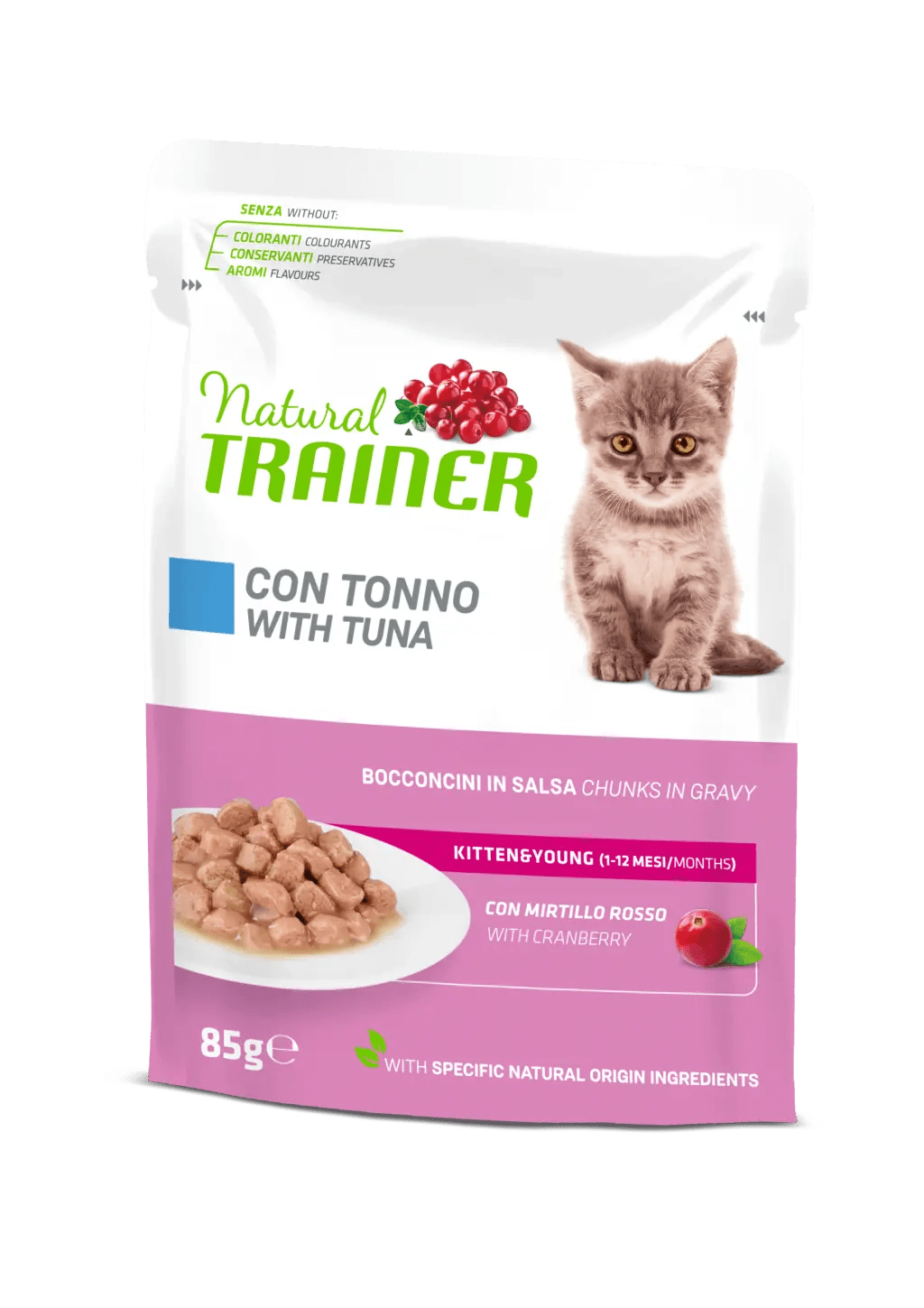 Natural Trainer Kitten&Young Bocconcini in Salsa 85g Tonno