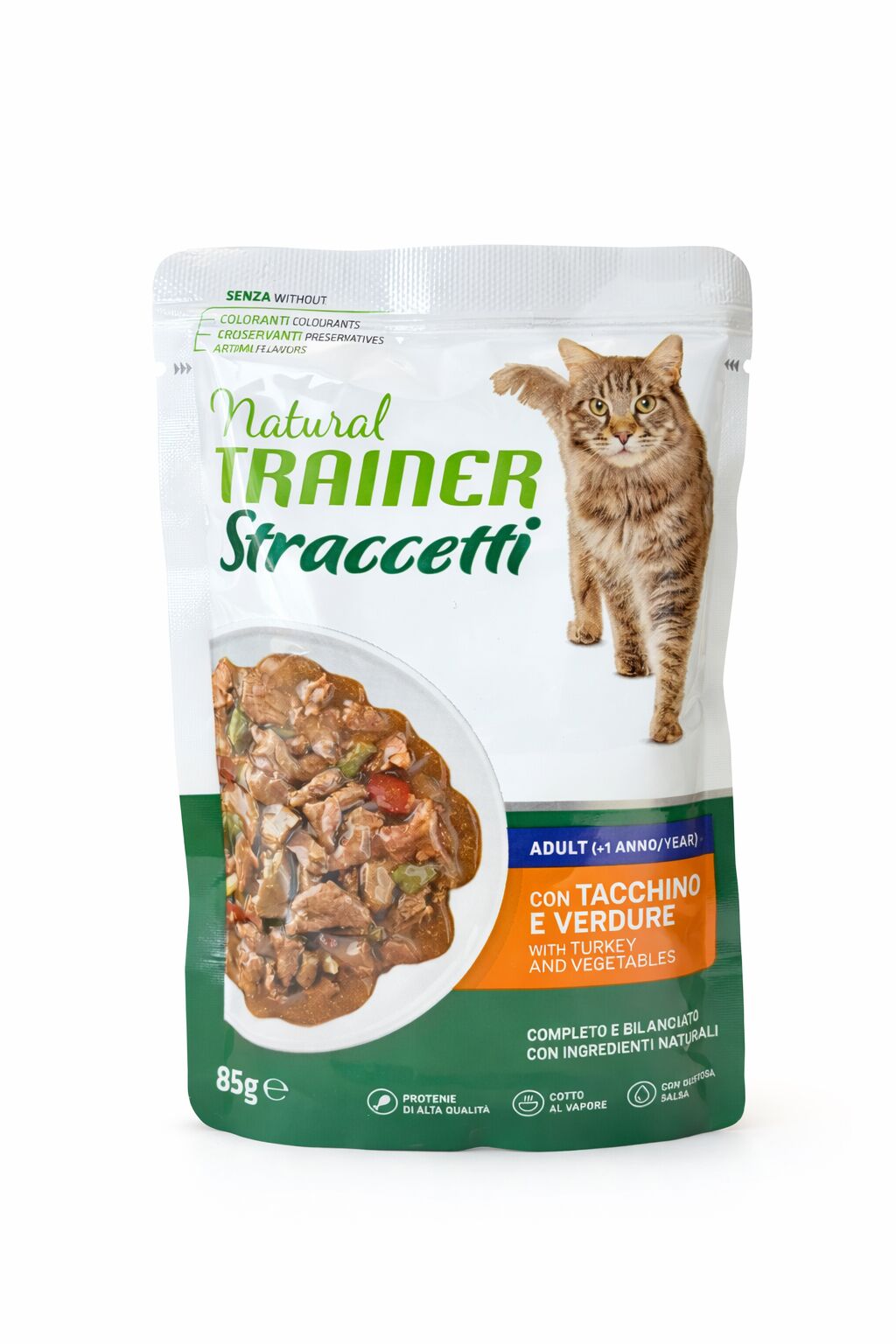 Natural Trainer Straccetti Adult Tacchino e Verdure 85g