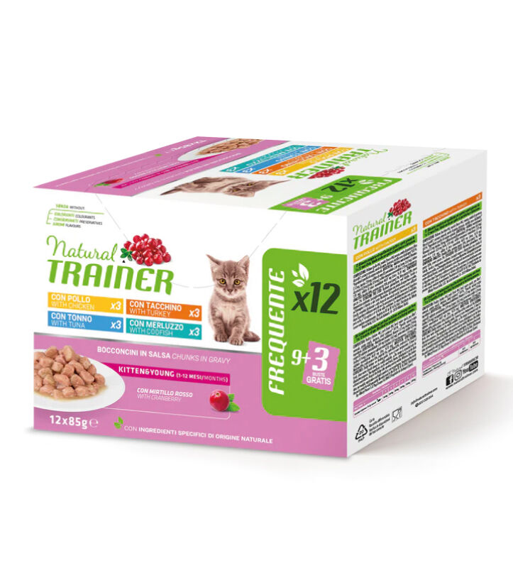 Natural Trainer Multipack 12x85g Pollo, Tacchino, Tonno, Merluzzo-Kitten