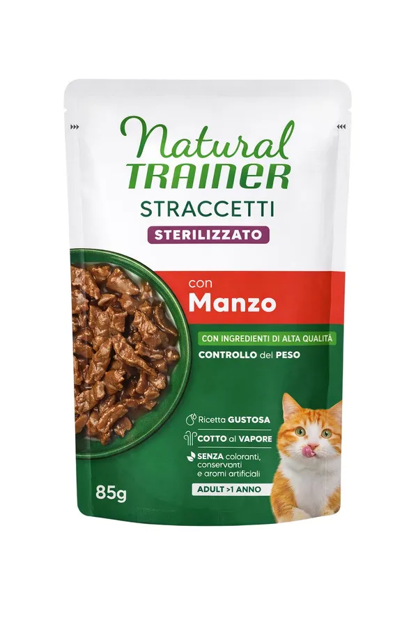 Natural Trainer Straccetti Sterilised Manzo 85g