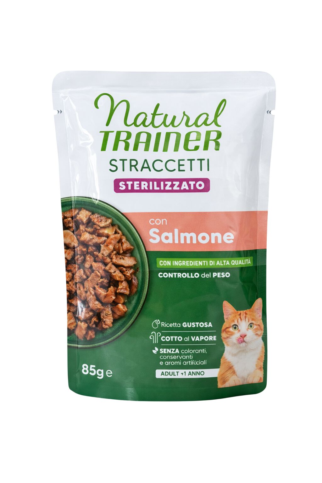 Natural Trainer Straccetti Sterilised Salmone 85g