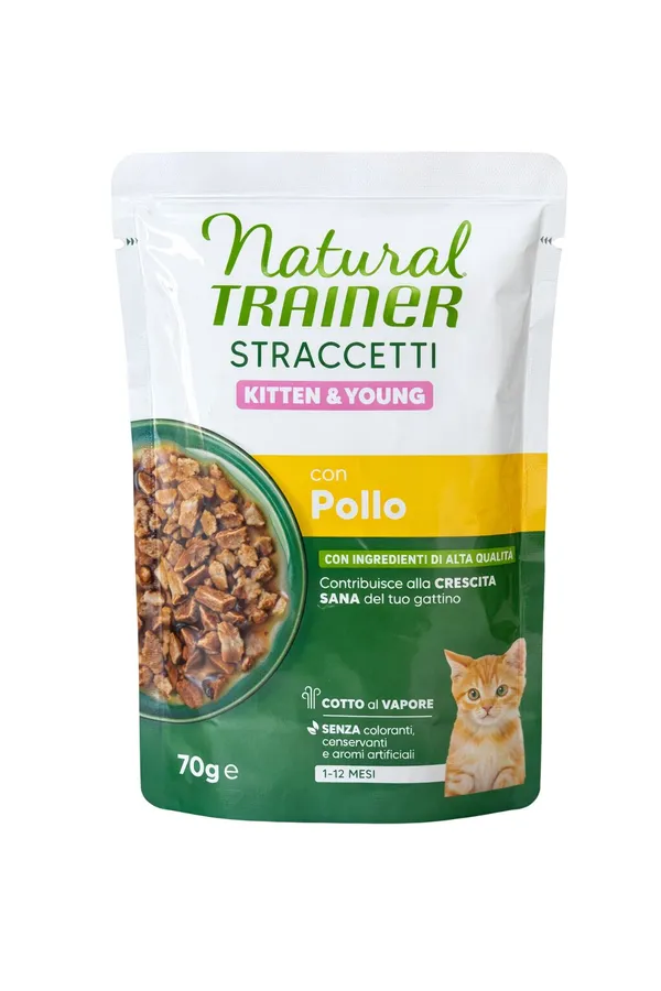 Natural Trainer Straccetti Kitten & Young Pollo 70g
