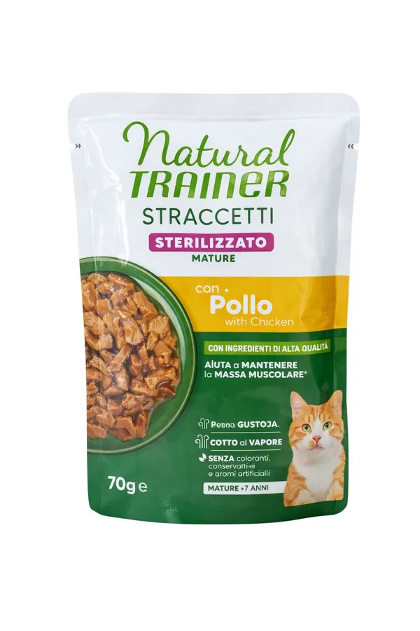 Natural Trainer Straccetti Sterilised Mature Pollo 70g