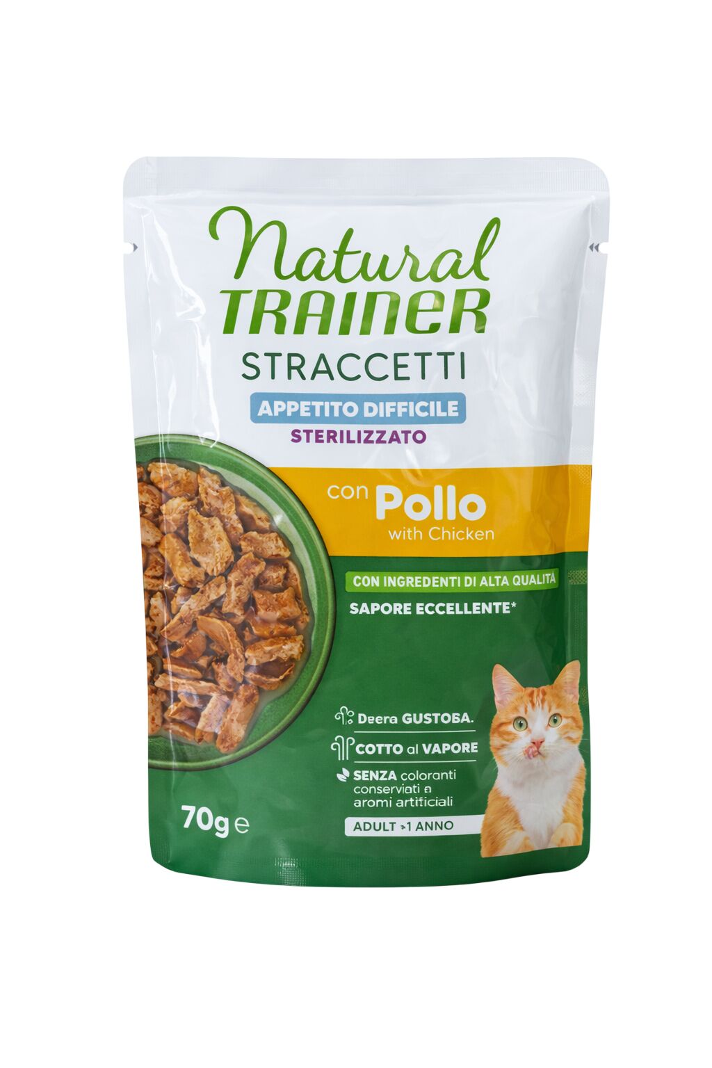 Natural Trainer Straccetti Sterilised Appetito Difficile Pollo 70g