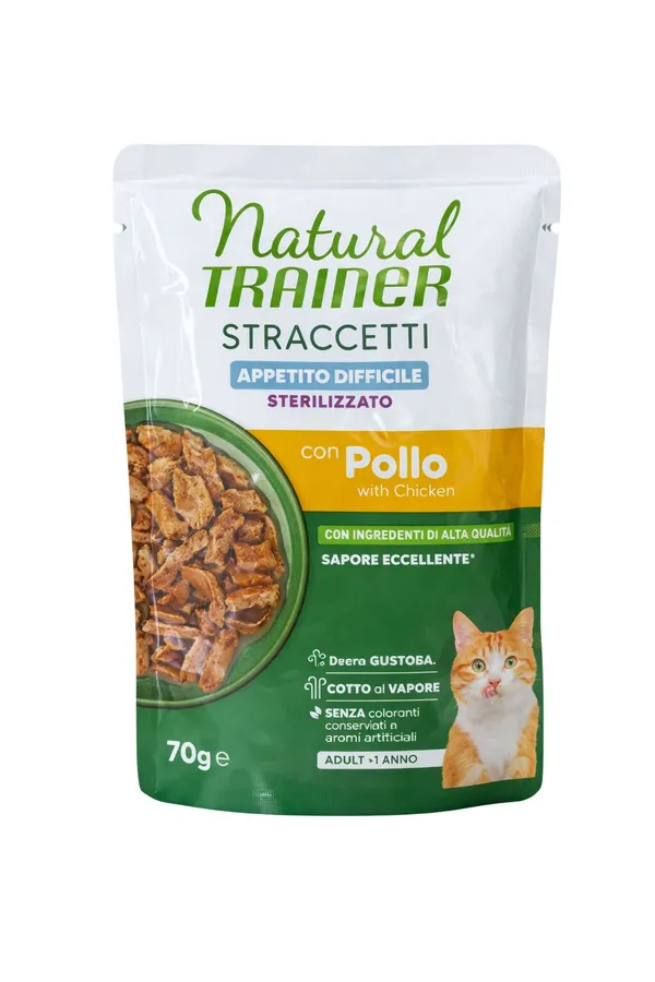 Natural Trainer Straccetti Sterilised Appetito Difficile Pollo 70g