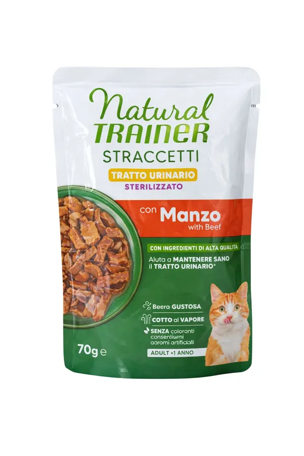 Natural Trainer Straccetti Sterilised Urinary Manzo 70g