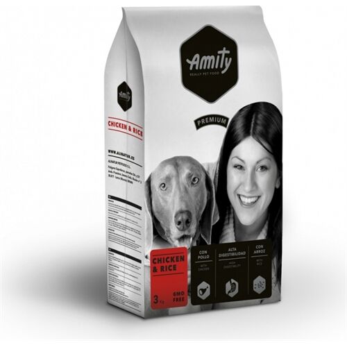 Amity Premium Adult Pollo e Riso – Crocchette Complete per Cani Adulti di Tutte le Taglie 4kg