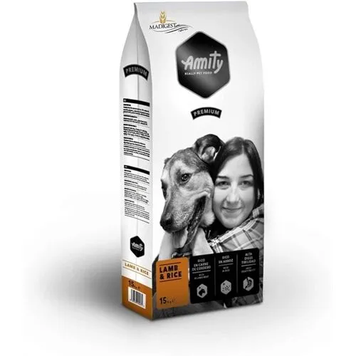 Amity Premium Adult Agnello e Riso – Crocchette Complete per Cani Adulti di Tutte le Taglie