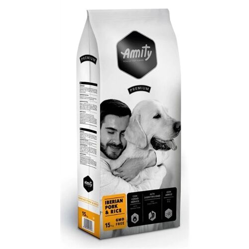 Amity Premium Adult Maiale e Riso – Crocchette Complete per Cani Adulti di Tutte le Razze 15kg