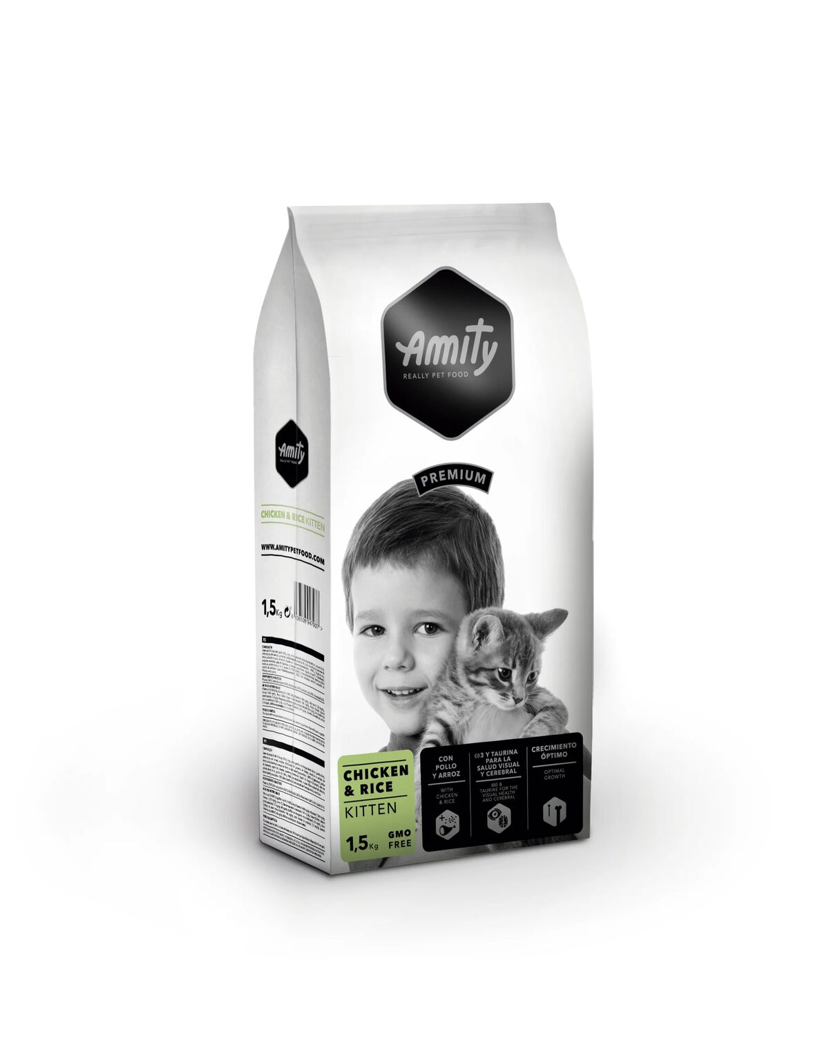 Amity Premium Cat Kitten Pollo e Riso – Crocchette Complete per Gattini in Crescita 1.5kg