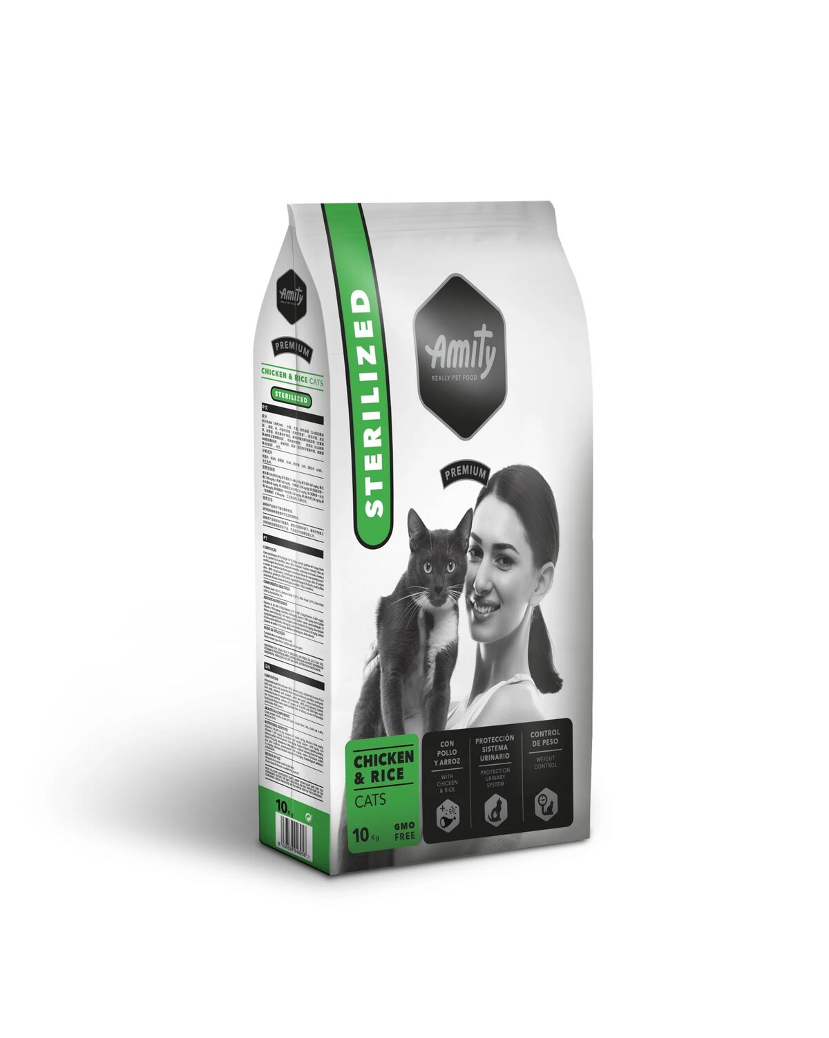 Amity Premium Cat Sterilised Pollo e Riso – Crocchette Complete per Gatti Adulti Sterilizzati 10kg