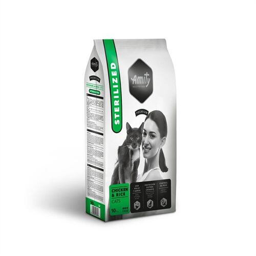 Amity Premium Cat Sterilised Pollo e Riso – Crocchette Complete per Gatti Adulti Sterilizzati 2kg