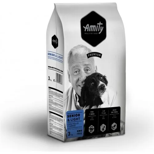 Amity Premium Senior & Light Pollo – Crocchette Complete per Cani Senior e Cani Adulti in Sovrappeso