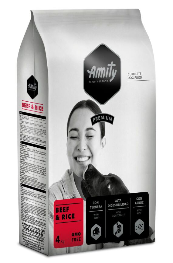 Amity Premium Adult Manzo e Riso – Crocchette Complete per Cani Adulti di Tutte le Razze 4kg