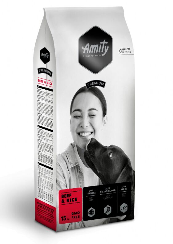 Amity Premium Adult Manzo e Riso – Crocchette Complete per Cani Adulti di Tutte le Razze 15kg