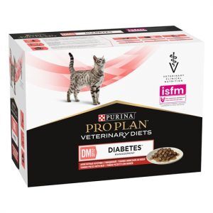 Purina Pro Plan Veterinary Diets DM ST/OX Diabetes Management Manzo – Alimento Umido Dietetico Completo per Gatti Diabetici 10x85g