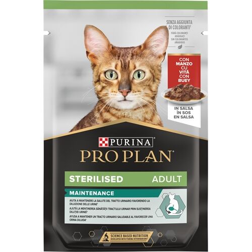 Purina ProPlan Sterilised Adult Bustine in Salsa 85g Manzo