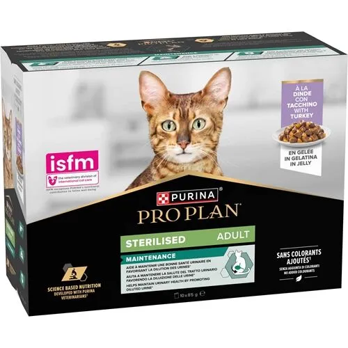 Proplan Multipack Adult Sterilised Stracetti di Tacchino in Gelatina 10x85g