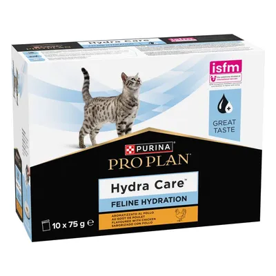 Purina Pro Plan Veterinary Diets Hydra Care Pollo – Alimento Complementare per l'Idratazione dei Gatti Adulti 10x75g