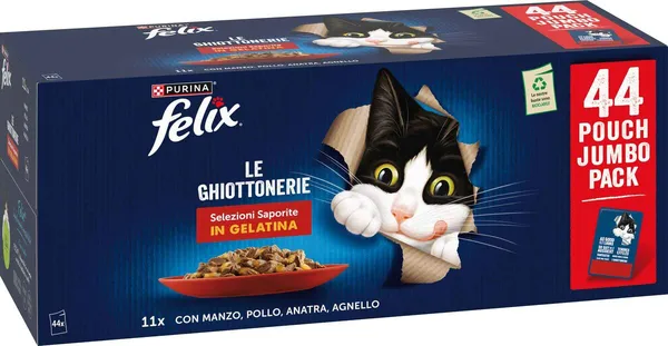 Felix Le Ghiottonerie Selezioni Saporite Multipack 44×85 g – Alimento Umido Completo per Gatti Adulti