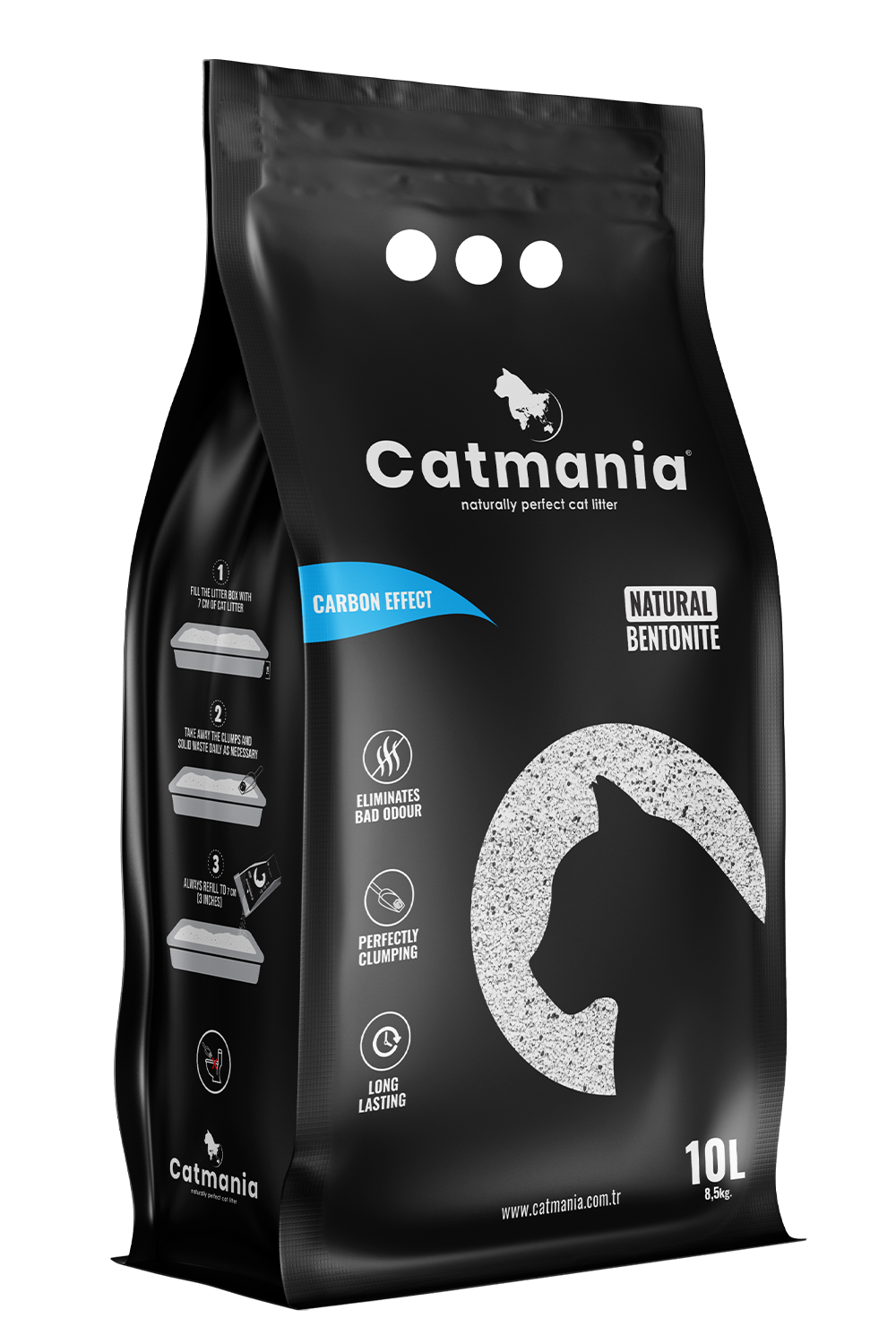 Catmania Lettiera Agglomerante in Bentonite con Carboni Attivi per Gatti 10lt
