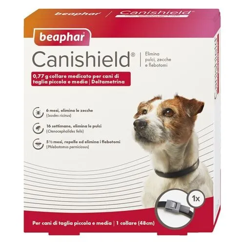 Beaphar Canishield Collare Antiparassitario per Cani Taglia Piccola e Media – Confezione da 2 Pezzi