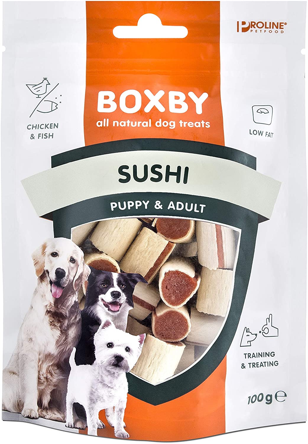 Boxby Sushi Snack 100 g – Snack Naturale con Pollo e Pesce per Cani