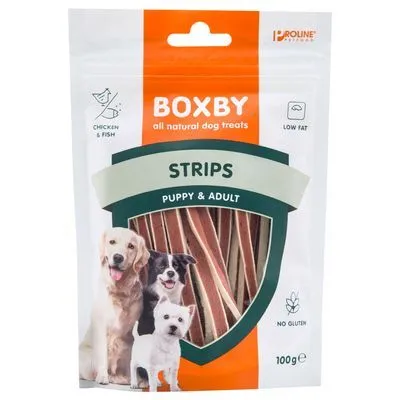 Boxby Striscette 100 g – Snack Naturale con Pollo e Pesce per Cani