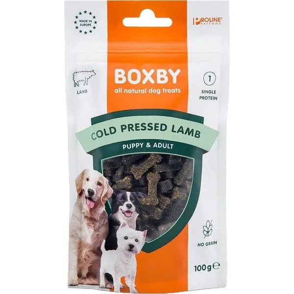 Boxby Snack Pressato a Freddo Agnello 100 g – Snack Monoproteico Grain Free per Cani