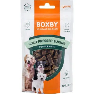 Boxby Snack Pressato a Freddo Tacchino 100 g – Snack Monoproteico Grain Free per Cani