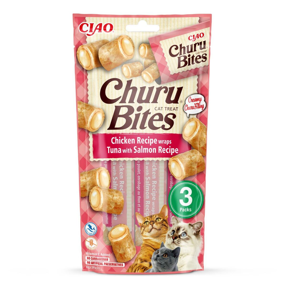 Churu Bites Involtini di Pollo Ripieni di Tonno e Salmone 3x10g