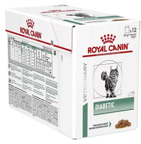 Royal Canin Diabetic in Salsa 12x85g – Alimento Dietetico Completo per Gatti con Diabete Mellito