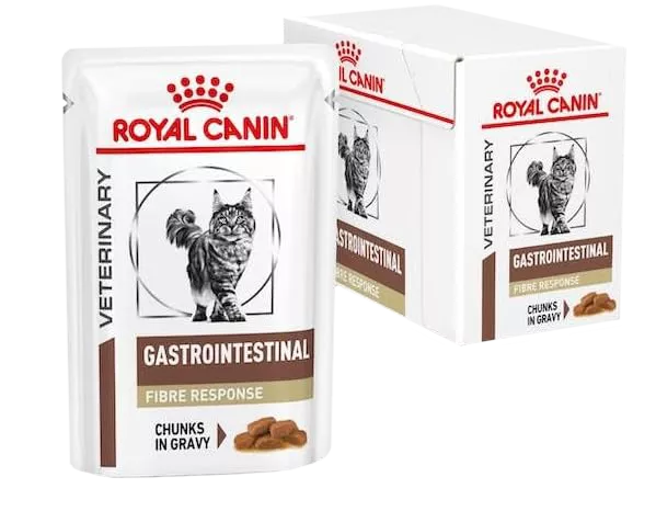 Royal Canin Gastrointestinal Fibre Response in Salsa 12x85g – Alimento Dietetico Completo per Gatti con Stitichezza e Disturbi del Transito Intestinale