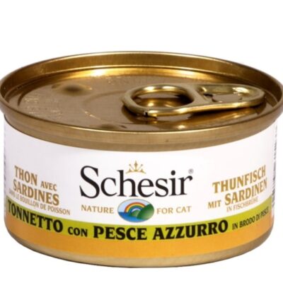 SCHESIR Tonno con Pesce Azzurro in Brodo per Gatti 70gr